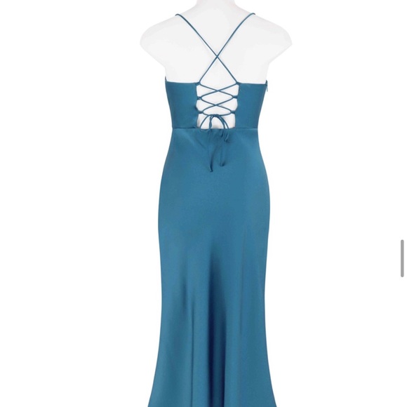 Blue midi dress with slit - Picture 5 of 5